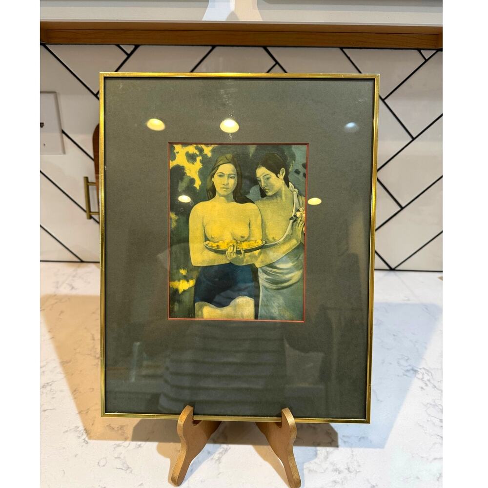 Vintage reproduction of Two Tahitian Women professionally framed in 1977